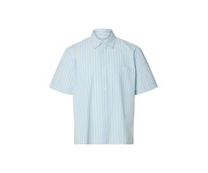 selected men - SLHRLXSTUART SEERSUCKER SS SHIRT Cashmere Blue - Gr. - XXL