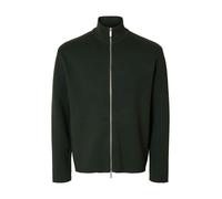 SELECTED HOMME Relaxed Fit Strickjacke aus Viskose-Mix Modell 'TELLER' in Dunkelgruen, Größe S