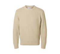 SELECTED HOMME Regular Fit Strickpullover aus reiner Bio-Baumwolle Modell 'TOM' in Beige, Größe XL