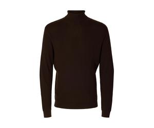 SELECTED MEN - SLHTRAY EDIT LS MERINO ROLL NECK chocolate torte - Gr. - M