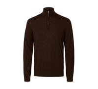 SELECTED HOMME Regular Fit Troyer aus reiner Merinowolle Modell 'TRAY' in Mittelbraun, Größe XXL