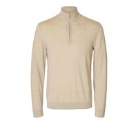 SELECTED MEN - SLHTRAY LS KNIT MERINO HALF ZIP NOOS oatmeal - Gr. - M