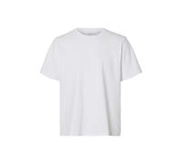 Rundhalsshirt SELECTED "SLHATLAS SS O-NECK TEE", Herren, Gr. L, hellweiß, Jersey, Obermaterial: 95% Baumwolle, 5% Elasthan, unifarben, regular fit, Rundhals, Shirts Rundhalsshirt (15677852-L)