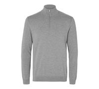 selected men - SLMBERG LS HALF ZIP NOOS Medium Grey Melange - Gr. - XXL