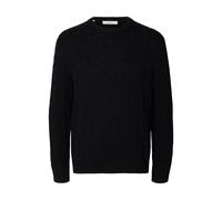 selected men - SLMBRAUN KNIT CABLE CREW NOOS Black - Gr. - L