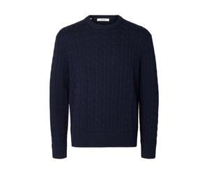 selected men - SLMBRAUN KNIT CABLE CREW NOOS Navy Blazer - Gr. - L