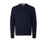 selected men - SLMBRAUN KNIT CABLE CREW NOOS Navy Blazer - Gr. - M