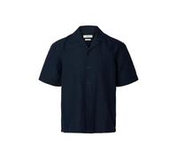 Selected Relaxed Fit Freizeithemd aus Leinen-Baumwoll-Mix Modell 'RLXCLAY' in Marine, Größe XL
