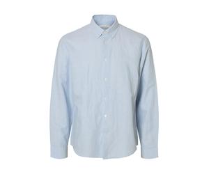 selected men - SLMCLAUS-CLAY LINENBLEND REG LS SHT NOOS Dusty Blue - Gr. - M