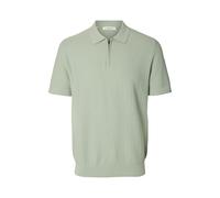 SELECTED MEN - SLMCRAN SS KNIT REG STRUC ZIP POLO NOOS Aqua Gray - Gr. - S