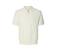 SELECTED MEN - SLMCRAN SS KNIT REG STRUC ZIP POLO NOOS Egret - Gr. - L