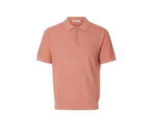 SELECTED MEN - SLMCRAN SS KNIT REG STRUC ZIP POLO NOOS Rose Dawn - Gr. - XL