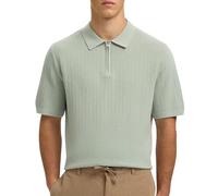 SELECTED MEN - SLMCRAN SS KNIT STRUCTURE ZIP POLO NOOS Aqua Gray - Gr. - M
