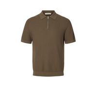 SELECTED MEN - SLMCRAN SS KNIT STRUCTURE ZIP POLO NOOS Chocolate Chip - Gr. - XL
