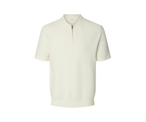 SELECTED MEN - SLMCRAN SS KNIT STRUCTURE ZIP POLO NOOS Egret - Gr. - M