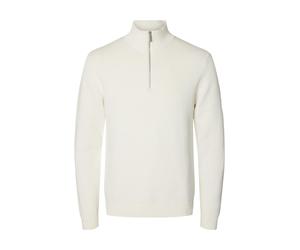 selected men - SLMDANE LS KNIT REG STRUC HALF ZIP NOOS Bright White - Gr. - XL