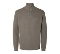 selected men - SLMDANE LS KNIT REG STRUC HALF ZIP NOOS Morel - Gr. - L