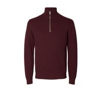 selected men - SLMDANE LS KNIT REG STRUC HALF ZIP NOOS Tawny Port - Gr. - M