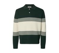 selected men - SLMDANE LS KNIT STRIPE POLO Pine Grove - Gr. - M