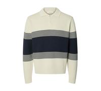 selected men - SLMDANE LS KNIT STRIPE POLO Silver Birch - Gr. - S