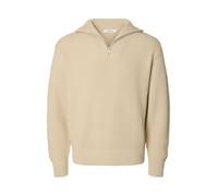 selected men - SLMDRY LS KNIT RLX HALF ZIP NOOS Oatmeal - Gr. - S