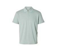 SELECTED MEN - SLMFAVE ZIP SS POLO NOOS Aqua Gray - Gr. - S