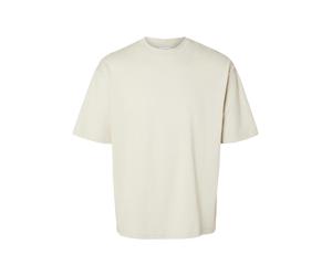 SELECTED MEN - SLMLOOSEOSCAR SS O-NECK TEE NOOS Oatmeal - Gr. - XXL