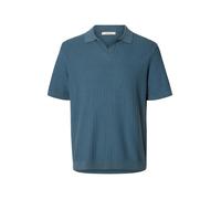 SELECTED MEN Herren Slhmattis Ss Linen Blend Struc Open Polo, Blue Mirage, XL