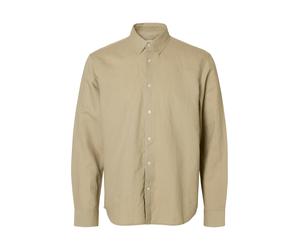 SELECTED MEN - SLMREGCLAUS CLAY LINENBLEND LS SHT NOOS Pure Cashmere - Gr. - S