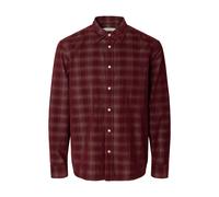 selected men - SLMREGCLAUS CORD YD CHECK LS SHIRT Tawny Port - Gr. - M