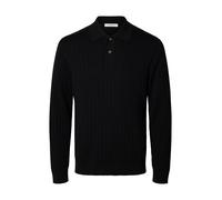 selected men - SLMTORINO LS KNIT RIB POLO NOOS Black - Gr. - S