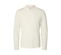 selected men - SLMTORINO LS KNIT RIB POLO NOOS Egret - Gr. - M