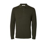 selected men - SLMTORINO LS KNIT RIB POLO NOOS Forest Night - Gr. - XXL