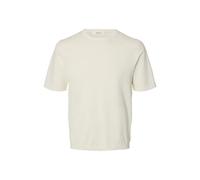 Selected Herren-T-Shirt TORINO Kurzarm Strick Rundhals Egret Größe M