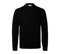 SELECTED MEN - SLMTRAY LS KNIT MERINO POLO NOOS Black - Gr. - M