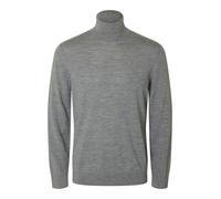 SELECTED MEN - SLMTRAY LS KNIT MERINO ROLL NECK NOOS Medium Grey Melange - Gr. - M