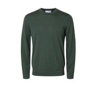 Selected Pullover TRAY, Regular Fit, 100% Wolle, Rundhals, Dunkelgrün, Gr. S