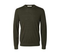 selected men - SLMTRAY LS KNIT REG MERINO CREW NOOS Forest Night - Gr. - M