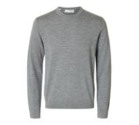 selected men - SLMTRAY LS KNIT REG MERINO CREW NOOS Grau - Gr. - XXL