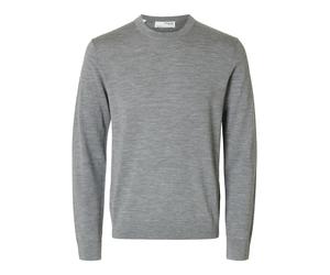 selected men - SLMTRAY LS KNIT REG MERINO CREW NOOS Grau - Gr. - XXL