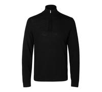 SELECTED MEN - SLMTRAY LS KNIT REG MERINO HALF ZIP NOOS Black - Gr. - XXL