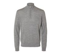 selected men - SLMTRAY LS KNIT REG MERINO HALF ZIP NOOS Grau - Gr. - L