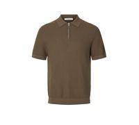 SELECTED MEN - SLMCRAN SS KNIT STRUCTURE ZIP POLO NOOS Chocolate Chip - Gr. - M