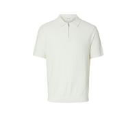 Selected Homme Poloshirt mit kurzem Reißverschluss in Offwhite, Größe XXL