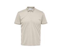 SELECTED HOMME Slhfave Zip Ss Polo Noos, Herren Polohemd mit halbem Reißverschluss, Regular Fit, Bio-Baumwolle & recyceltes Polyester, Für jeden Anlass, Freizeithemd, Oatmeal/Beige