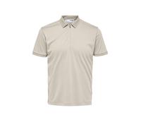 SELECTED HOMME Slhfave Zip Ss Polo Noos, Herren Polohemd mit halbem Reißverschluss, Regular Fit, Bio-Baumwolle & recyceltes Polyester, Für jeden Anlass, Freizeithemd, Oatmeal/Beige