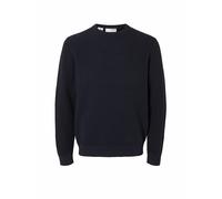 Selected Rundhalspullover SLHROSS LS KNIT STRUCTURE CREW NECK NOOS - 100% Baumwolle S Dunkelblau