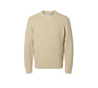 SELECTED MEN - SLHTOM LS KNIT STRUCTURE CREW NECK oatmeal - Gr. - XL
