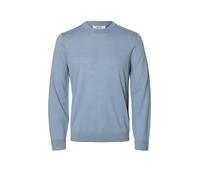 Strickpullover SELECTED "SLHTRAY LS KNIT MERINO CREW NECK NOOS", Herren, Gr. XXL, dusty blau, Strick, Obermaterial: 100% Wolle, unifarben, regular fit normal, Rundhals, Rippbündchen, Pullover Strickpu