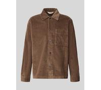 Langarmhemd SELECTED "SLMOTTO KRIS CORD OVERSHIRT NOOS", Herren, Gr. M, N-Gr, chocolate chip, Web, Obermaterial: 98% Baumwolle, 2% Elasthan, unifarben, regular fit normal, ohne Ausschnitt, 1-Knopf-Man